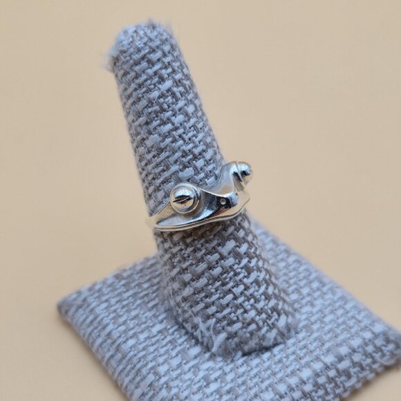 Size 8 Sterling Silver Quality Frog Face Animal Band Ring A5515 - Picture 2 of 8